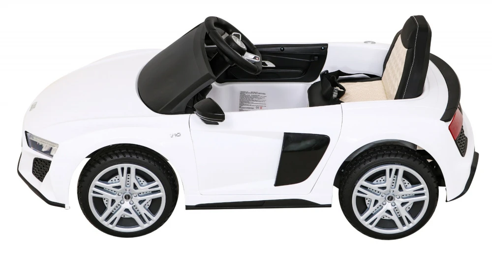 Lean Cars Vienvietis elektromobilis vaikams: Audi R8 Lift A300, baltos spalvos