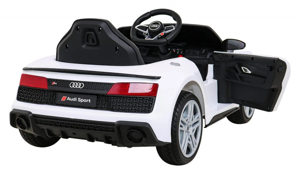 Lean Cars Vienvietis elektromobilis vaikams: Audi R8 Lift A300, baltos spalvos