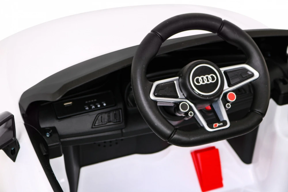 Lean Cars Vienvietis elektromobilis vaikams: Audi R8 Lift A300, baltos spalvos