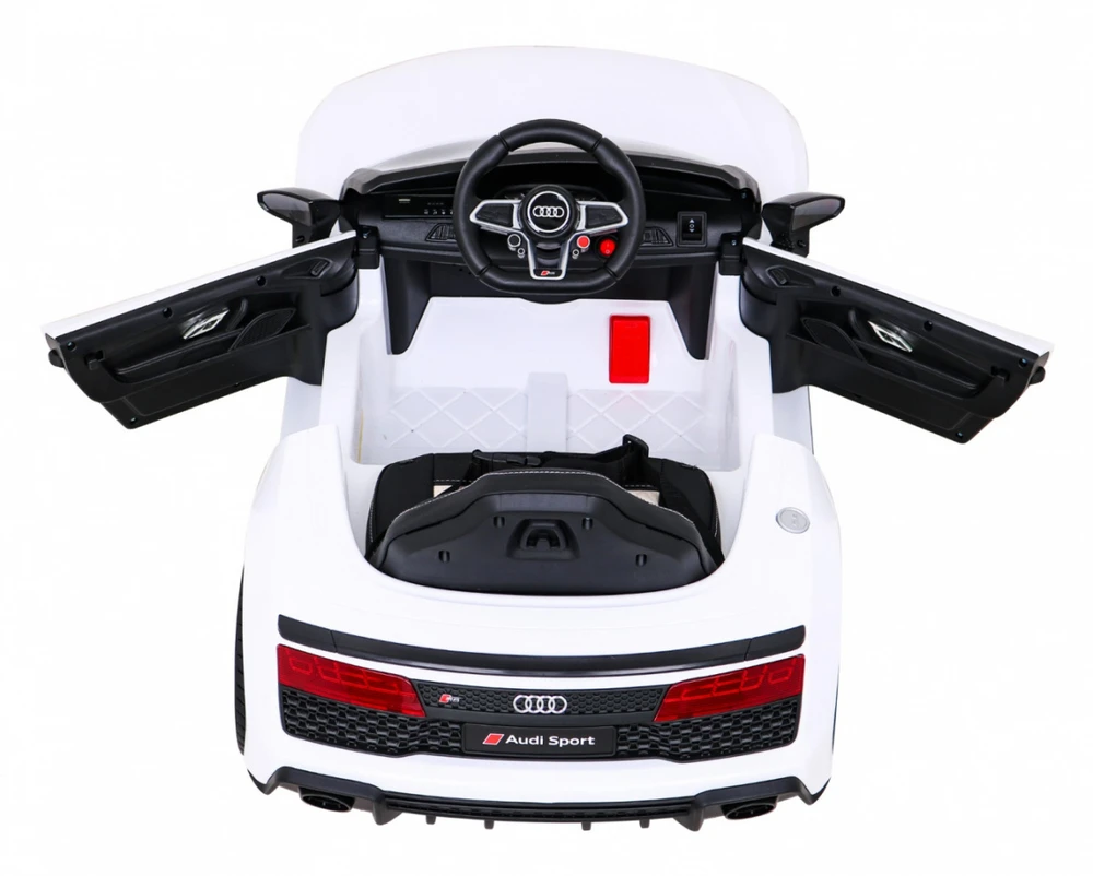 Lean Cars Vienvietis elektromobilis vaikams: Audi R8 Lift A300, baltos spalvos