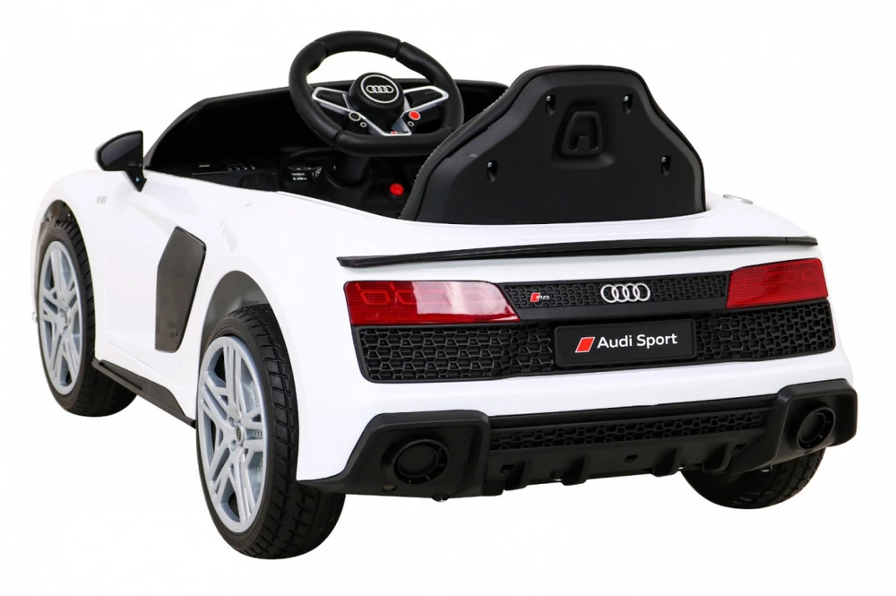 Lean Cars Vienvietis elektromobilis vaikams: Audi R8 Lift A300, baltos spalvos