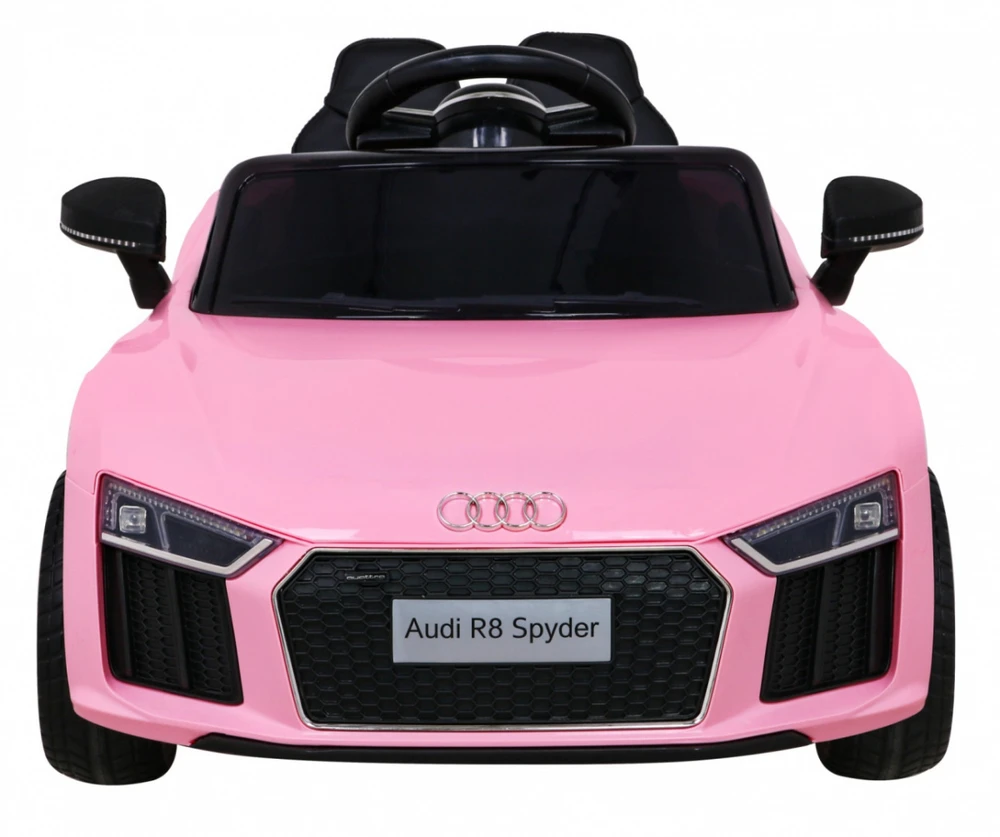 RAMIZ Vaikiškas elektromobilis Audi R8 rožinis su pulteliu ir LED apšvietimu
