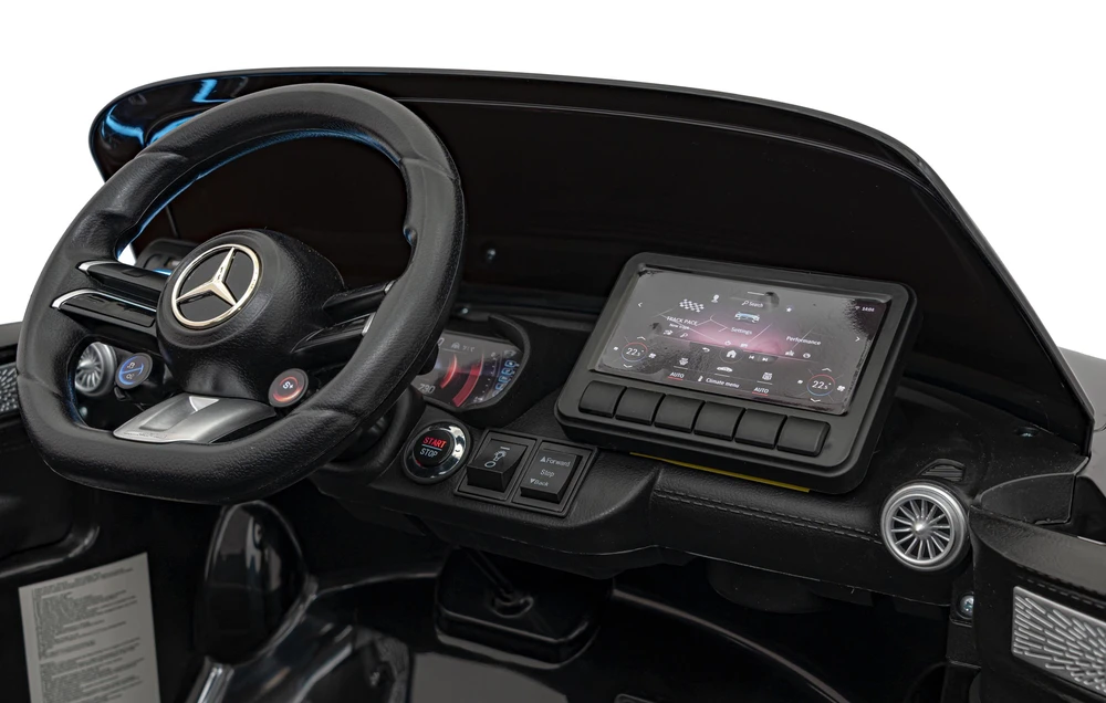 Vaikiškas elektrinis Mercedes Benz AMG SL63 su LED šviesomis ir muzikos funkcija