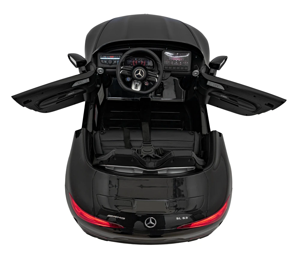 Vaikiškas elektrinis Mercedes Benz AMG SL63 su LED šviesomis ir muzikos funkcija