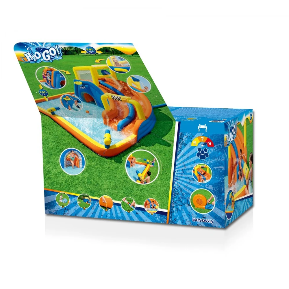 Bestway didžiulė VANDENS ŽAIDIMŲ AIKŠTELĖ 551x502x265cm čiuožykla 53377