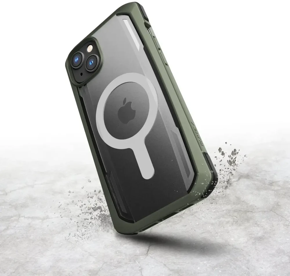 Raptic X-Doria Secure iPhone 14 Plus su MagSafe šarvuotas dėklas telefonui, žalios spalvos