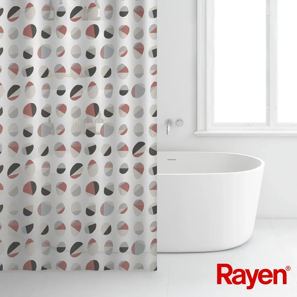 Rayen dušo užuolaida 180x200cm balta/briaunota, PEVA
