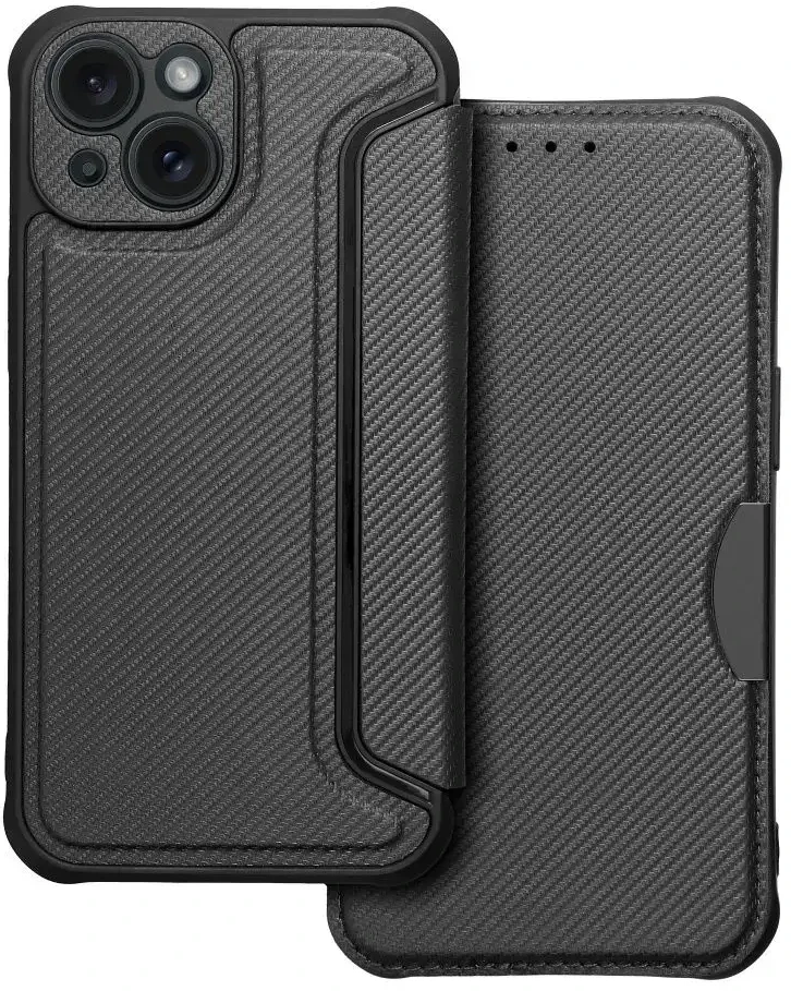 OEM atverčiamas dėklas iPhone 15 Razor Book juodas