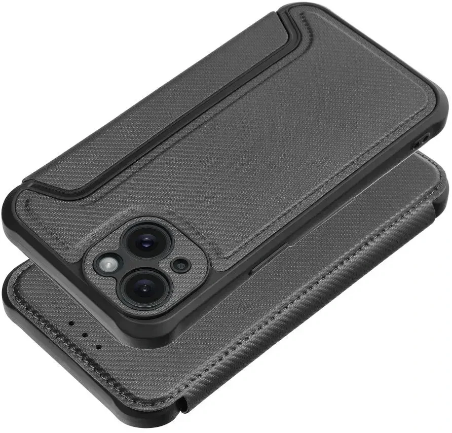 OEM atverčiamas dėklas iPhone 15 Razor Book juodas