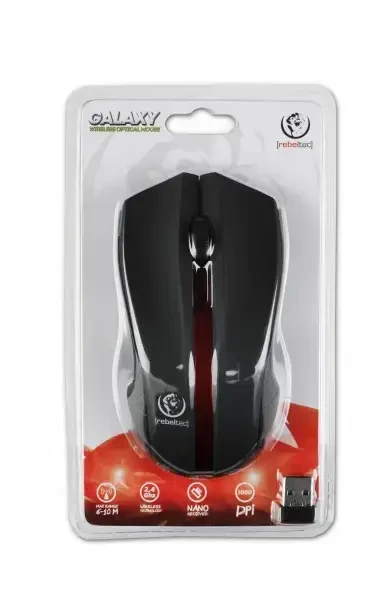 Rebeltec Galaxy Belaidė pelė žaidimams with 1600 DPI USB Juodas | Raudona