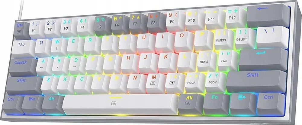 Klaviatūra žaidimams Redragon K617 Fizz RGB Redragon Mechaninė Raudona Switches su laidu mechaninė su pašvietimu balta ir-pilka