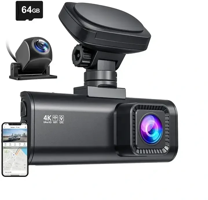 Prietaisų Skydelio Kamera - REDTIGER F7N 4K Wi‑Fi Vaizdo Registratoriaus Rinkinys 64 GB
