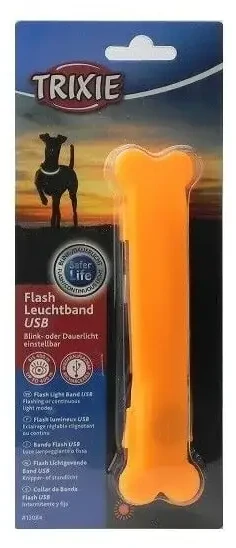 Atstarojošās kakla siksnas aksesuārs : Trixie Flash light band USB, for dogs, 15 × 2.5 cm, oranžinis