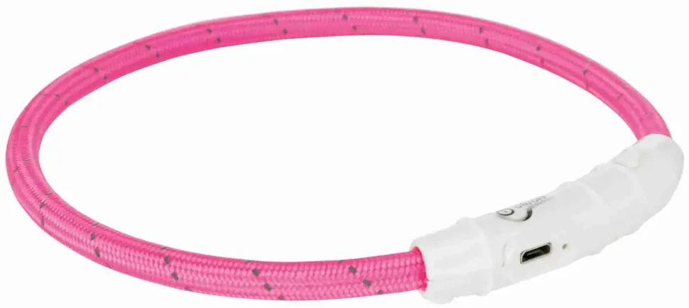 Trixie Žiedas su USB blykste, M-L: 45 cm / O 7 mm, rausva