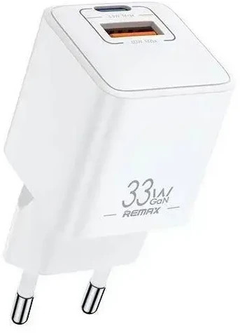 REMAX SIENINIS ĮKROVIKLIS BATT SERIES PD QC 33W RP-U26 1xUSB + 1xUSB-C Baltas