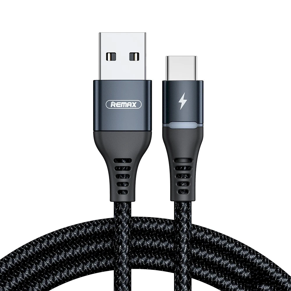 REMAX Colorful Light 2.4A duomenų perdavimo kabelis RC-152a (USB-Type C ): Spalva - Juoda