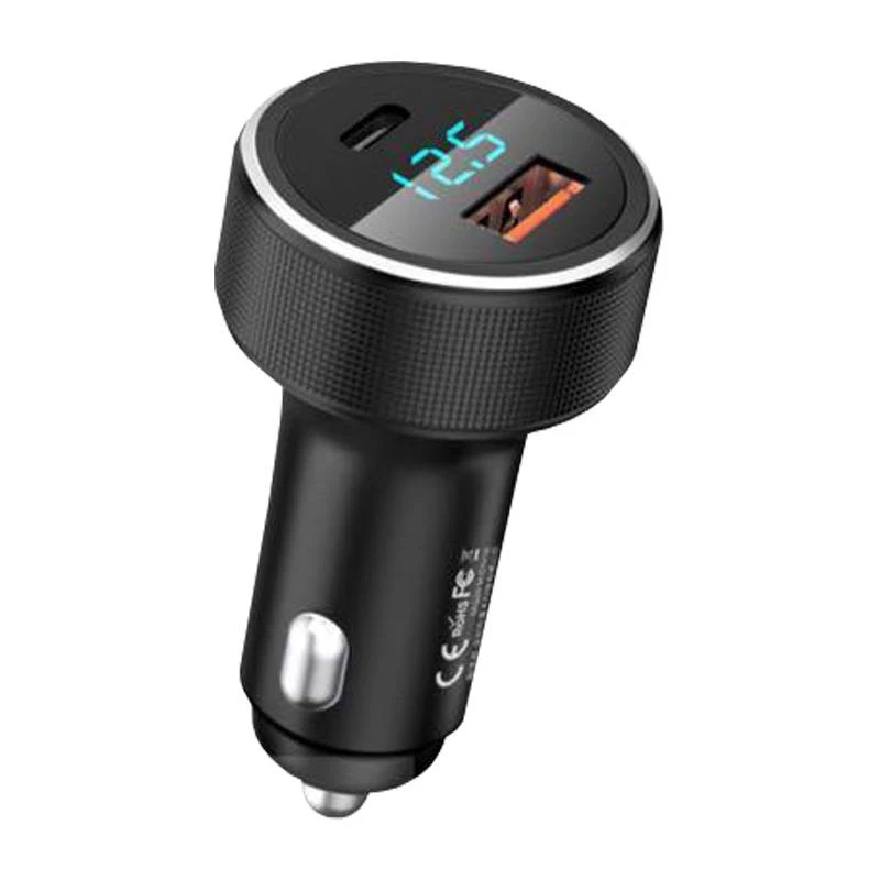 Automobilinis įkroviklis USB, USB-C Remax RCC215, 58.5W (juodas)