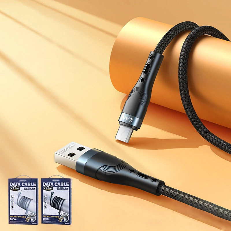 PTC REMAX Cable USB 2.0 A Male į Micro USB B Male, Pilkas, 1.0m, RC-C006