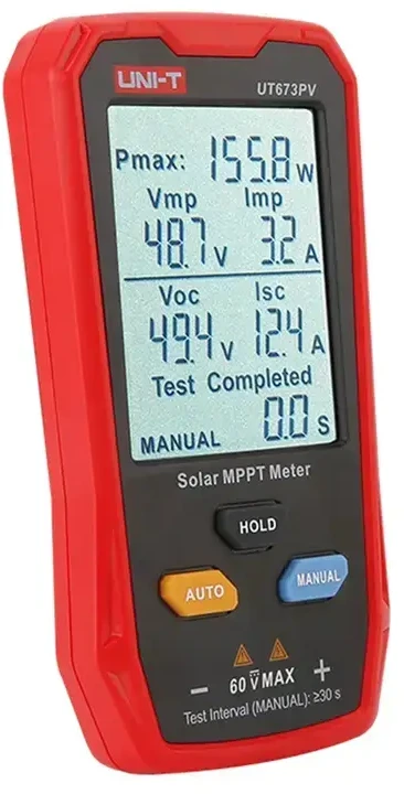 MPPT testeris, 5-800W, 0-35A, 12-60VDC, rankinis/auto režimas, UNI-T