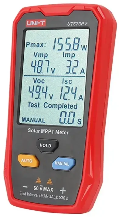 MPPT testeris, 5-800W, 0-35A, 12-60VDC, rankinis/auto režimas, UNI-T