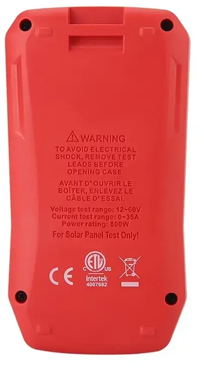 MPPT testeris, 5-800W, 0-35A, 12-60VDC, rankinis/auto režimas, UNI-T