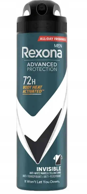 Rexona Purškiamas antiperspirantas vyrams „Advanced Protection Invisible“, 150 ml