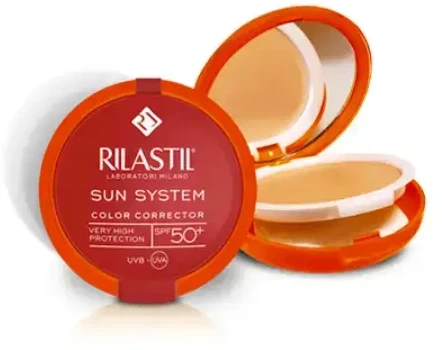kreminis makiažo pagrindas su apsauga nuo saulės Rilastil Sun System Uniform Compact Kreminis Spf50+ atspalvis 02 Dore 10g