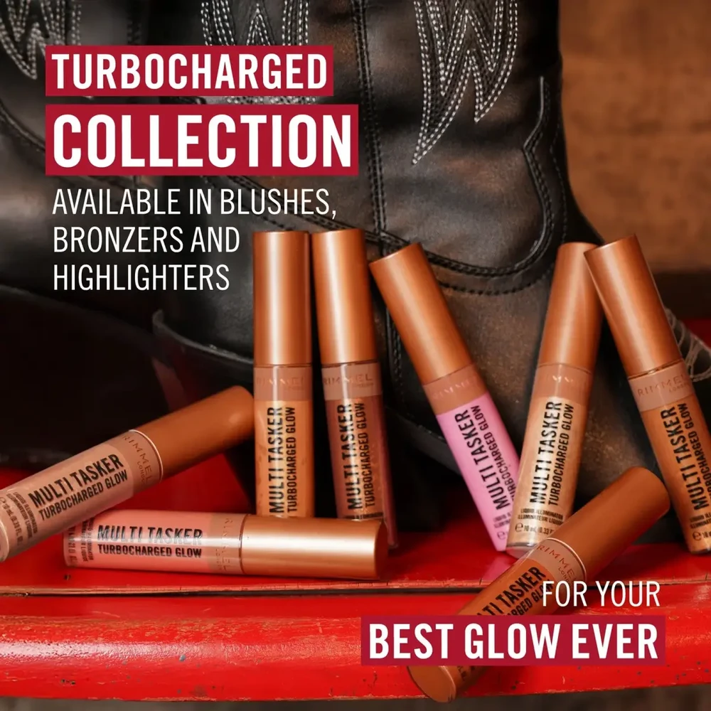 „Rimmel London Multi Tasker Turbocharged Glow“ makiažo pagrindas, 002 Rosy Rebel, 3,5 ml