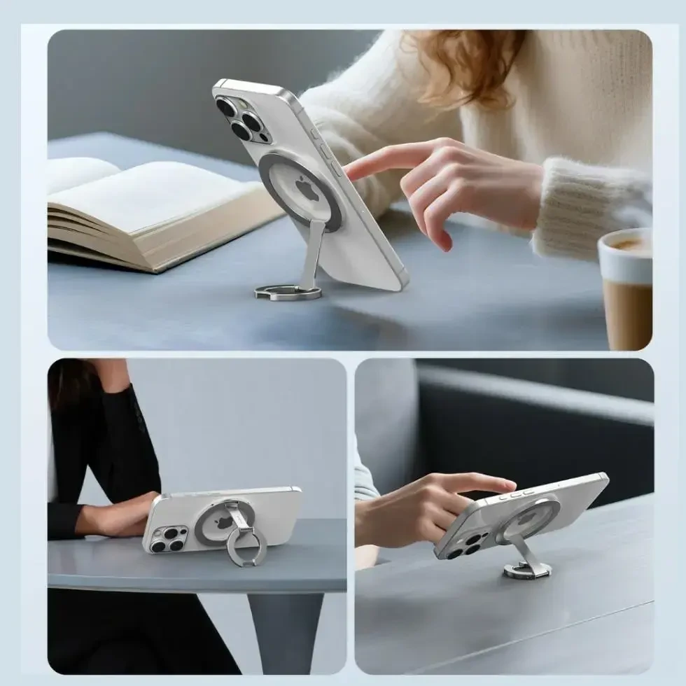 Dwustronny magnetyczny Ring Stand SODI ST04 sidabrinė