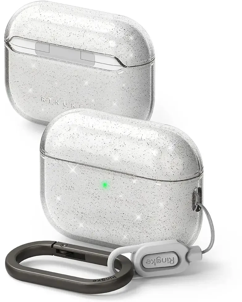 „Ringke AirPods Pro 3“ dėklas, blizgus ir skaidrus