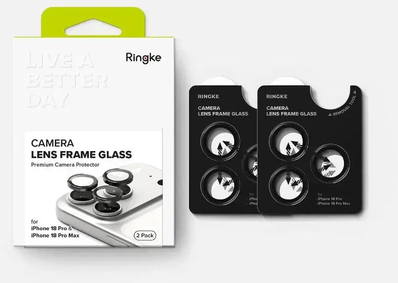 Ringke Camera Frame Protector 2 vnt. Tempered Glass for iPhone 18 Pro / Pro Max - Juodas