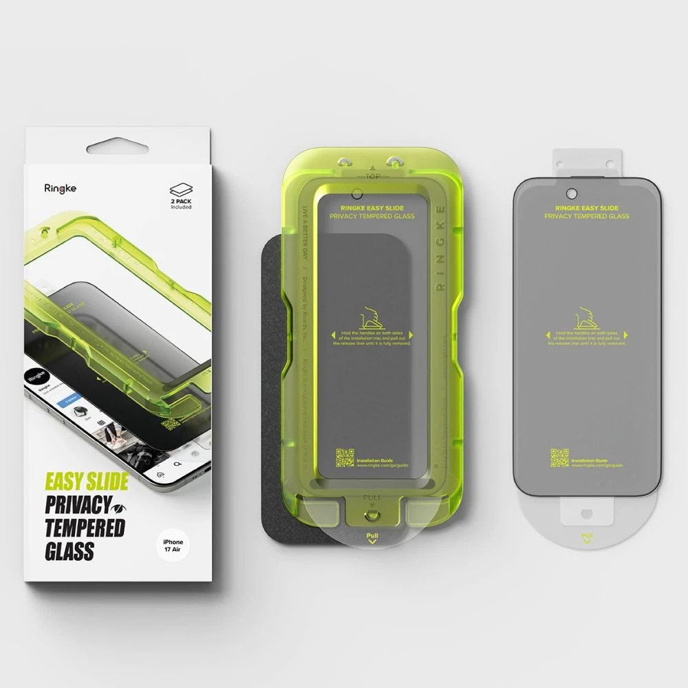 Ringke Easy Slide 2-pack Privacy Glass skirtas Apple iPhone 17 Air – juodos spalvos