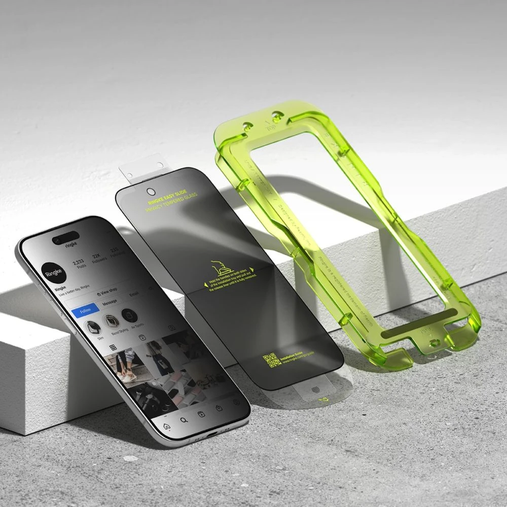 Ringke Easy Slide 2-pack Privacy Glass skirtas Apple iPhone 17 Air – juodos spalvos