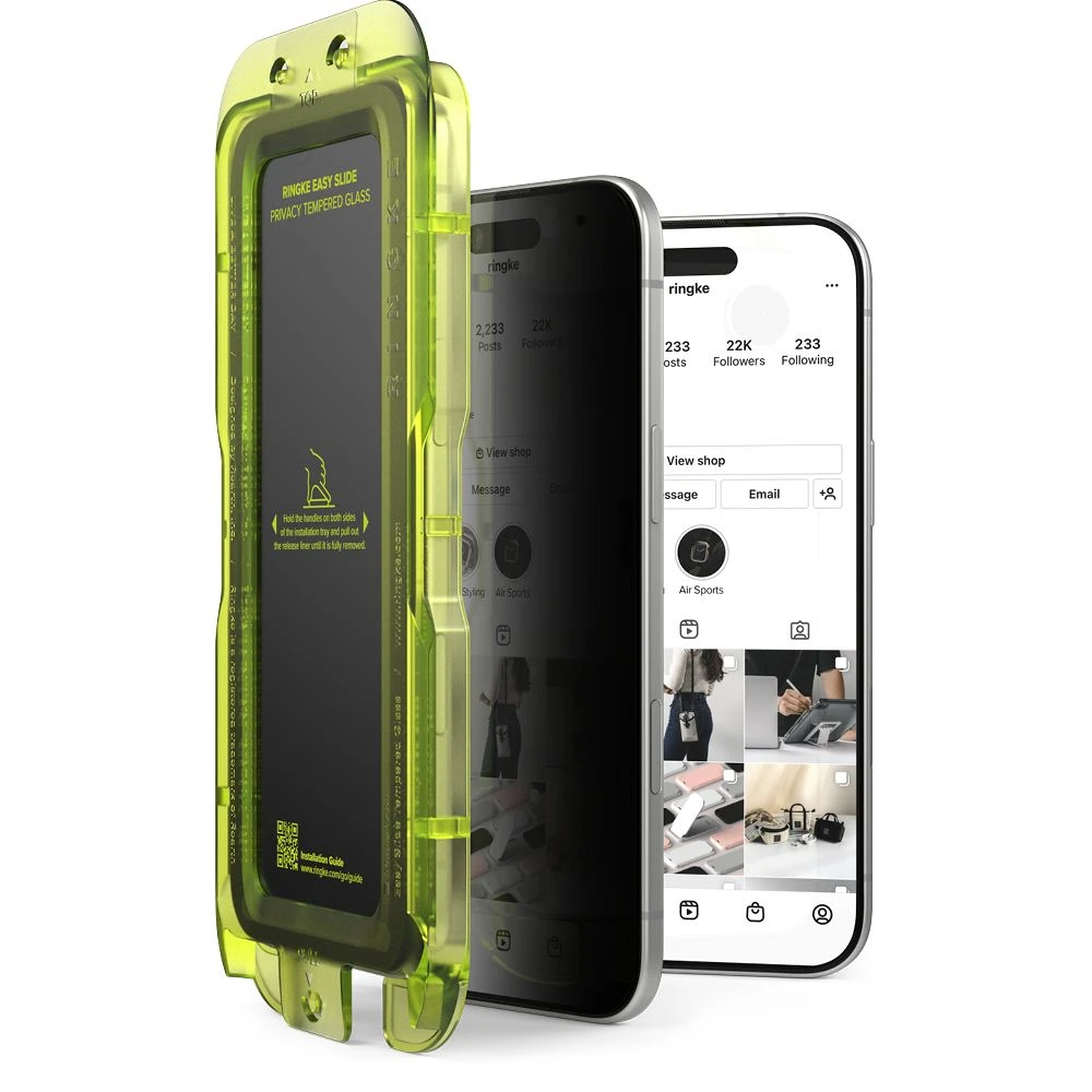 Ringke Easy Slide 2-pack Privacy Glass skirtas Apple iPhone 17 Air – juodos spalvos