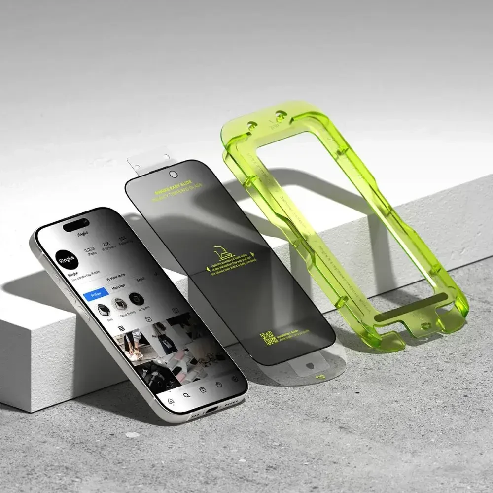 „Ringke Easy Slide“ 2 „iPhone 17“ apsauginių stiklų pakuotė (juodas)