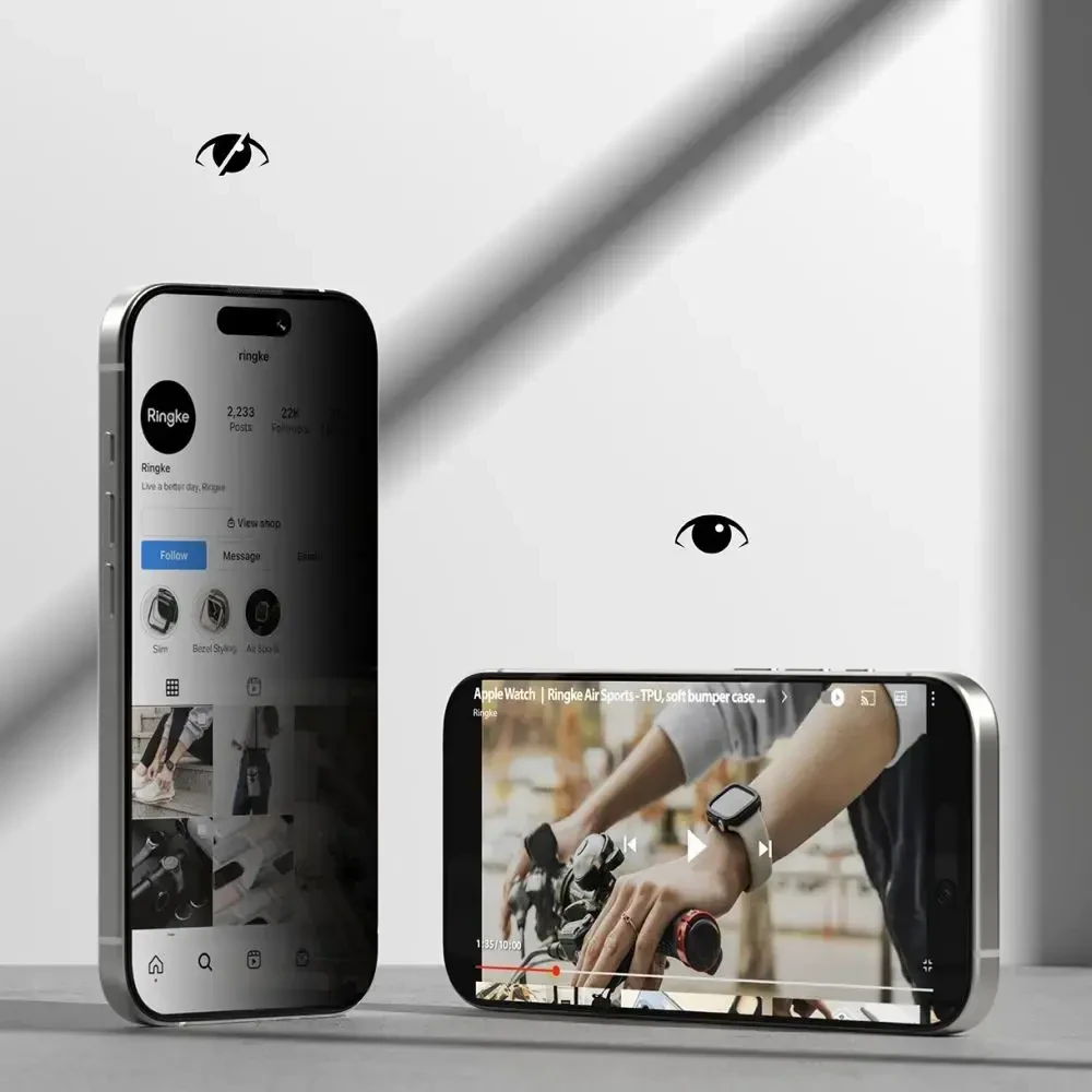 „Ringke Easy Slide“ 2 „iPhone 17“ apsauginių stiklų pakuotė (juodas)