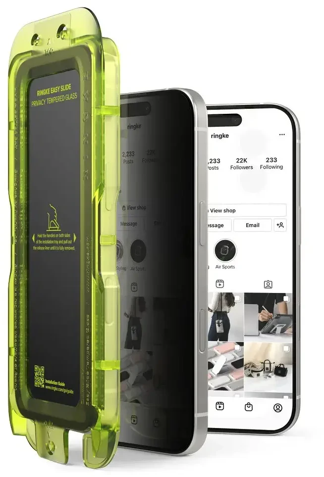 „Ringke Easy Slide“ 2 „iPhone 17“ apsauginių stiklų pakuotė (juodas)