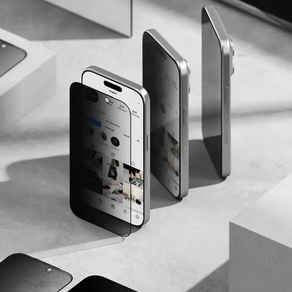 „Ringke Easy Slide“ 2 „iPhone 17“ apsauginių stiklų pakuotė (juodas)