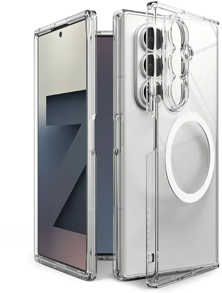 „Ringke Fusion“ magnetinis „MagSafe“ dėklas „Samsung Galaxy Z Fold 7“, skaidrus