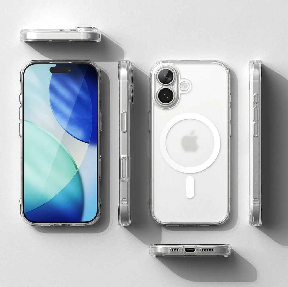 „Ringke iPhone 17“ dėklas „Fusion“ magnetinis matinis skaidrus