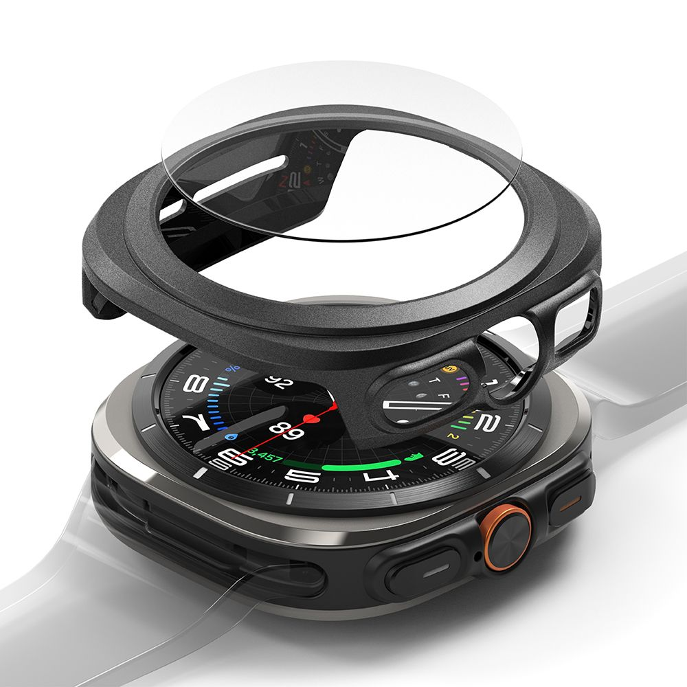 Dėklas + apsauginis stiklas Samsung Galaxy Watch Ultra (47mm) Ringke Slim Titanium juodos spalvos