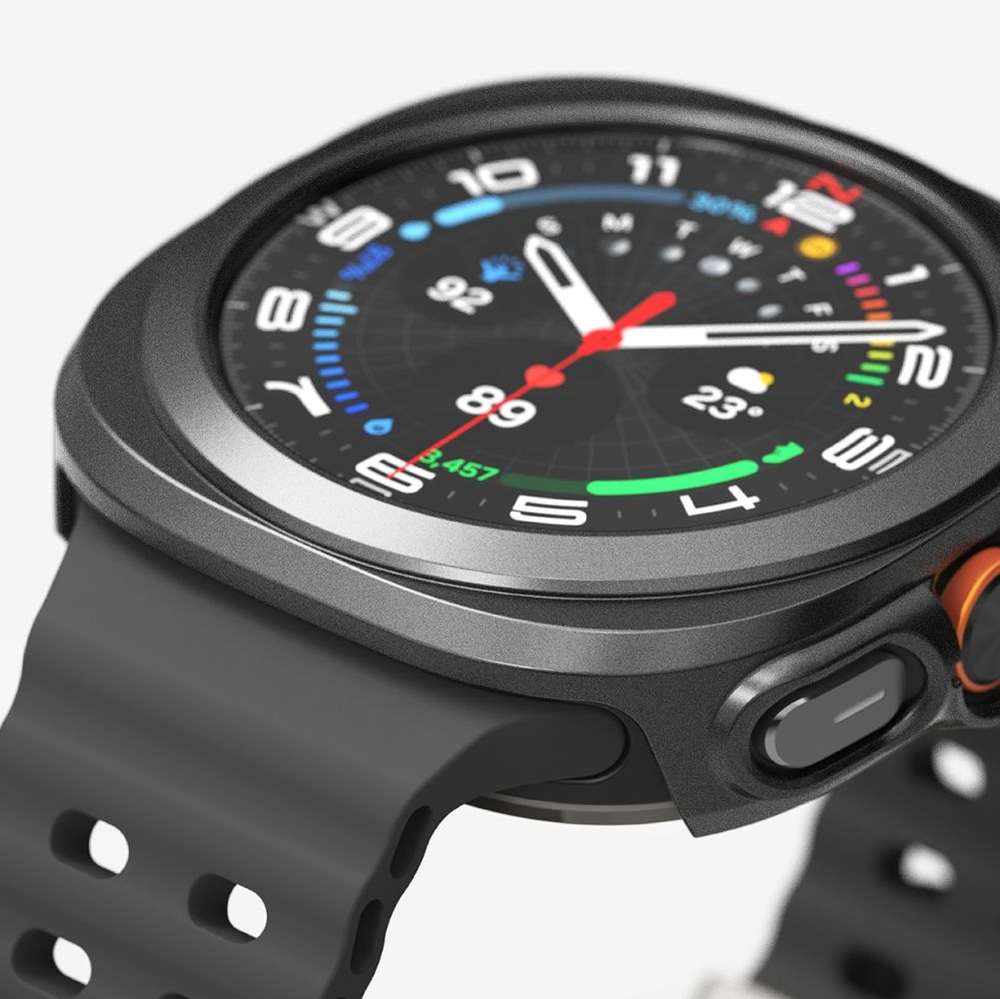 Dėklas + apsauginis stiklas Samsung Galaxy Watch Ultra (47mm) Ringke Slim Titanium juodos spalvos