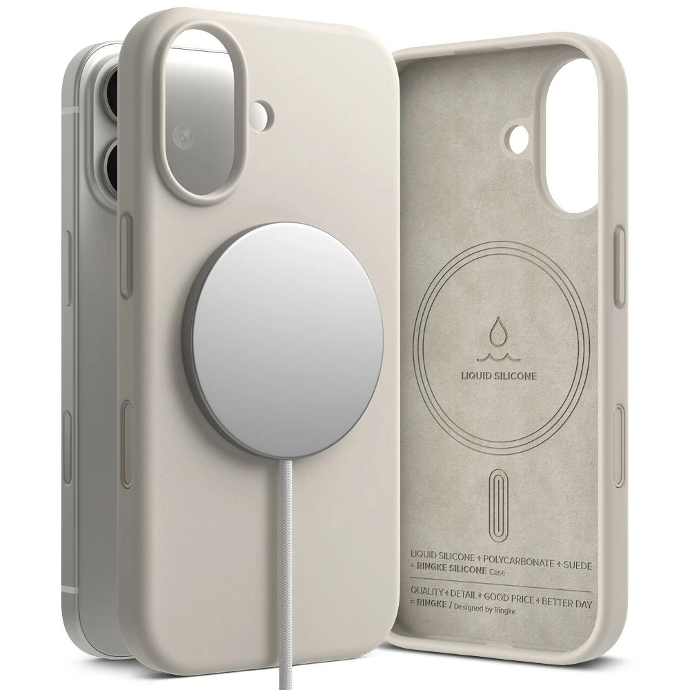 Ringke Silicone Magnetic MagSafe dėklas skirtas Apple iPhone 17 - rusvai gelsvas