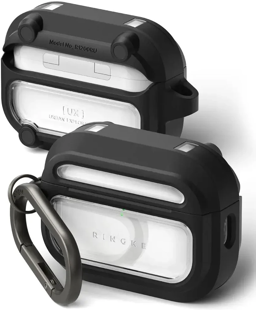 Dėklas „Ringke UX Magnetic MagSafe“ ausinės, Apple AirPods Pro 3, Juodas/Clear