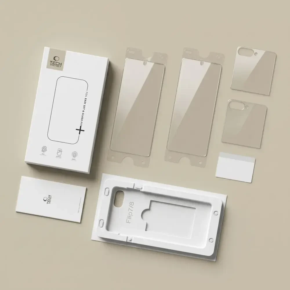 Tech-Protect Glass Fit+ 2 vnt. tempered glass + Tech-Protect Hydro Flex+ 2 vnt. hydrogel filmas for Samsung Galaxy Z Flip 7 / 8