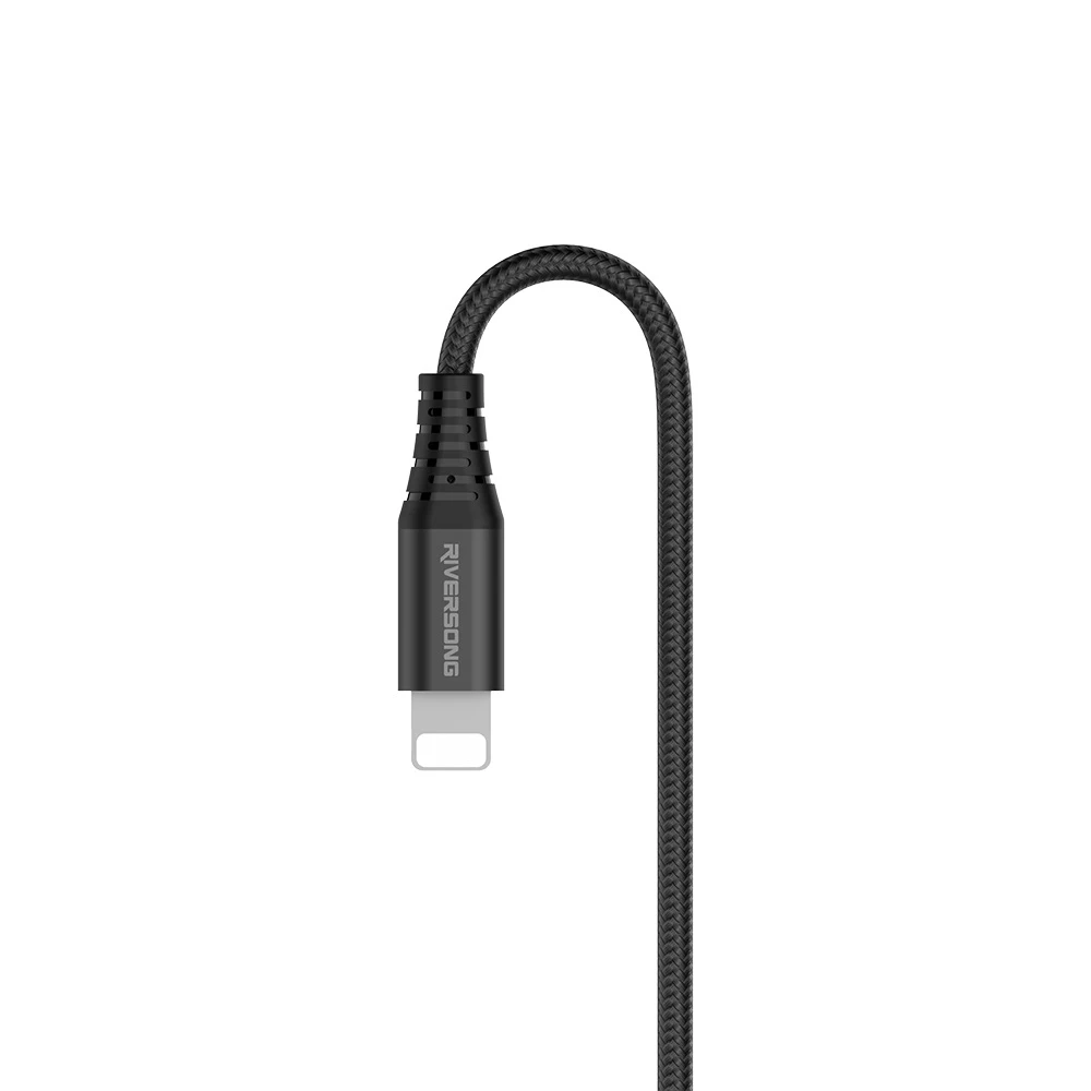 Riversong kabelis Alpha S USB - žaibas 1,0m 2,4A juodas CL32