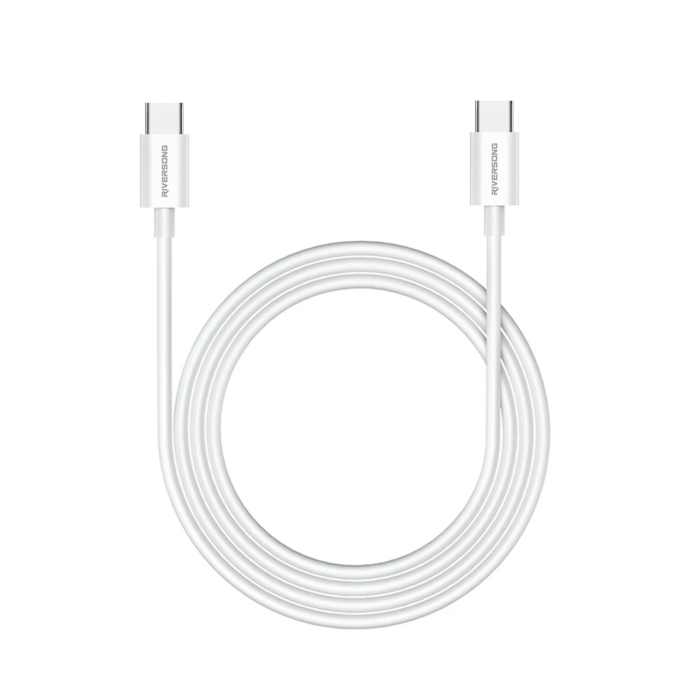 Riversong kabelis Lotus 08 USB-C - USB-C 1,0m 3A light pilkas CT76