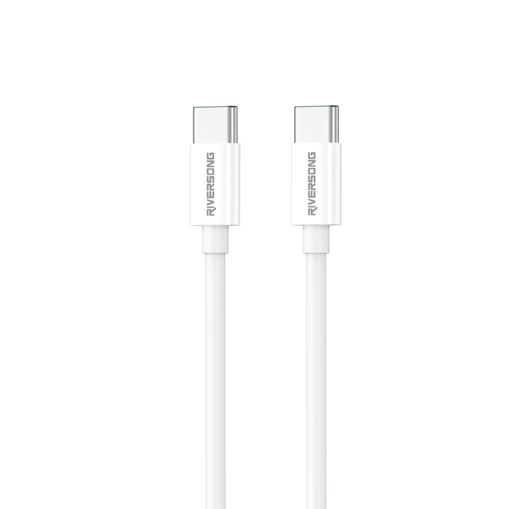 Riversong kabelis Lotus 08 USB-C - USB-C 1,0m 3A light pilkas CT76