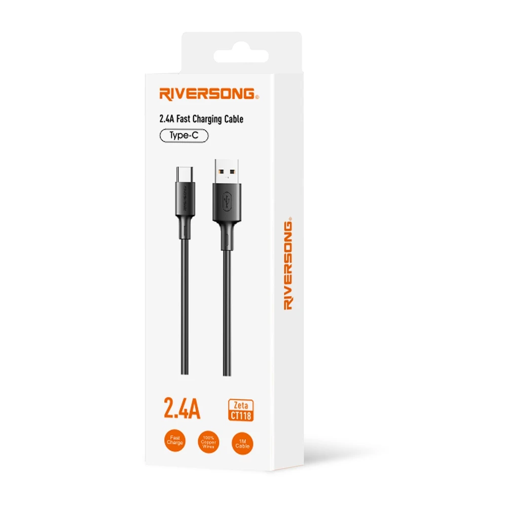 Laidas Riversong Zeta CT118 1m USB į USB C jungtis