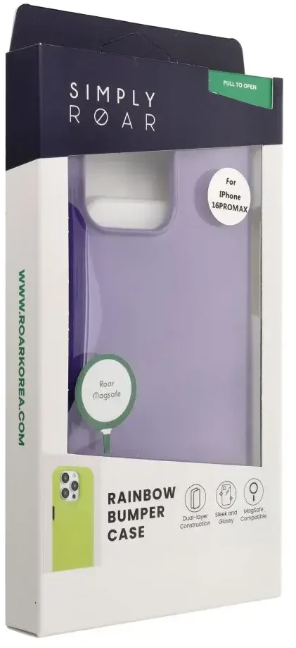 ROAR dėklas RAINBOW BUMPER suderinamas su MagSafe, skirtas IPHONE 16 Pro Max violetinė